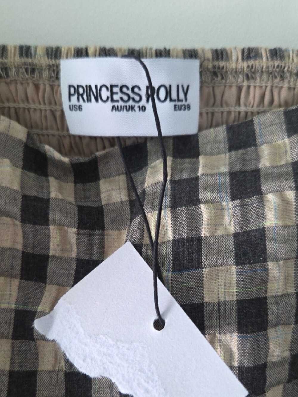Princess Polly Plaid Check Gingham Cotton Maxi Dress Tan Black 6 Nwt - Picture 8 of 11